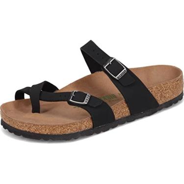 Imagem de Birkenstock Mayari Sand lia feminina vegana com palmilha de corti a, Birkibuc preto, 5-5.5
