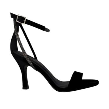 Imagem de Sandália Salto Fino Nobuck com Brilho Bebecê T7539-467 (Preto, BR, Adulto, Numérico, 36)