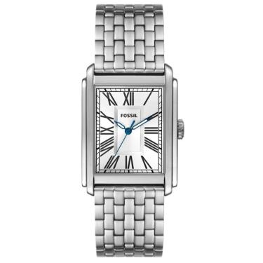 Imagem de Relógio Fossil Masculino Ref: Fs6008/1kn Clássico Retangular Prateado