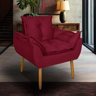Imagem de Poltrona Opala Para Sala Clínica Salão Pés De Madeira Suede - Casal De