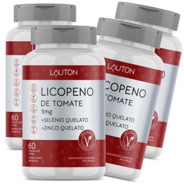 Imagem de Licopeno 5mg com Zinco e Selênio Lauton Premium Vegano Kit 4