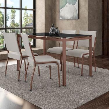 Imagem de Mesa De Jantar Fabone Alexa + 4 Cadeiras De Jantar Preto