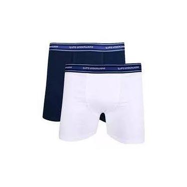 Imagem de Kit 2 Cuecas Lupo Algodão 523 casapaula, 960, Branco, Marinho, G