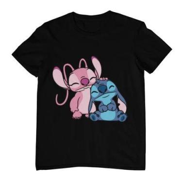 Imagem de Camisa Feminina Masculina Estampa Stitch Casal - Loja Dinka, g, Preto