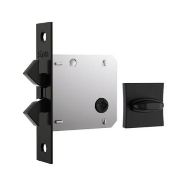 Imagem de Fechadura Porta de Correr 1006S Banheiro Roseta Quadrada Classic Preto