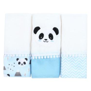 Imagem de Fralda de Boca Panda Azul 3 Peças - Miguel Baby