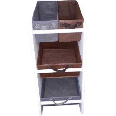 Imagem de Organizador de Brinquedos Infantil Mini Preto e Marrom - Organibox