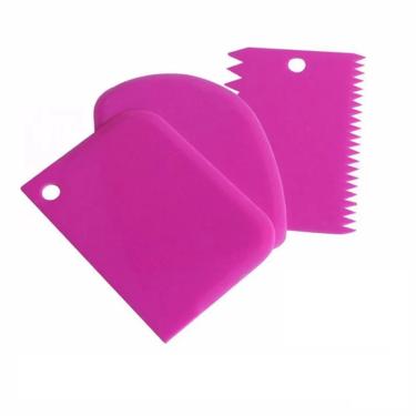 Imagem de kIT 3 Espátula de plástico Walfos para Confeitaria com Borda Irregular ElaShopp