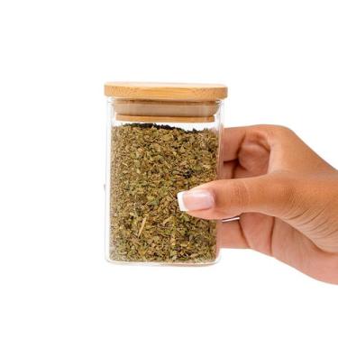Imagem de Pote de vidro 200ml com tampa de bambu hermético quadrado - Tüd - TUD,