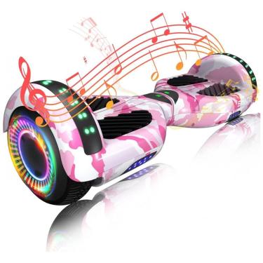 Imagem de Hoverboard SIMATE, Bluetooth com Luzes de LED e Controle de APP, Presente para Crianças e Adultos, para Todas as Idades - Rosa Camuflagem