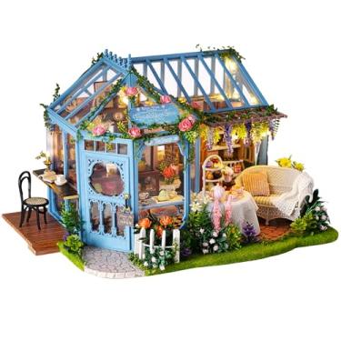 Imagem de CUTEROOM DIY Miniature Dollhouse Kit Handmade Wooden Dolls House Kit with Furniture-Large Villa & LED Lights Music Box