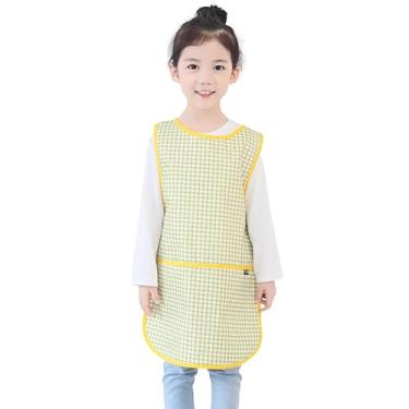 Imagem de Avental infantil Plie impermeável sem mangas com bolsos para idades de 1 a 8 anos da Plie, Green Check, Large