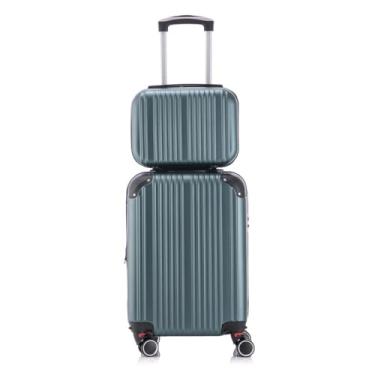 Imagem de Conjunto Mala De Viagem 10KG E Frasqueira Ziper Extensível Roda Dupla 360° TSA WZ06 (Verde Escuro,55×35×25cm)