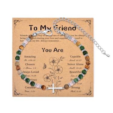 Imagem de met-edianger Pulseira de cruz com cartão para mulheres, pulseira de fé, religiosa, cristã, batismo, Páscoa, presente de Natal para amante, mãe, filha, irmã, amiga, Adjustable, Sem Pedra Preciosa