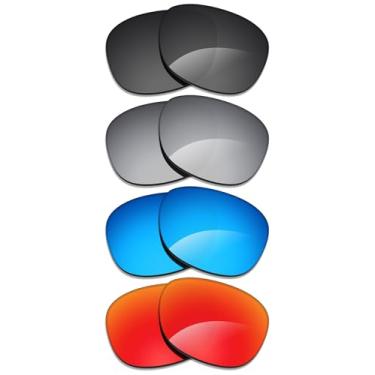 Imagem de Alphax 4 pares de lentes polarizadas de substituição para óculos de sol Ray Ban Scuderia Ferrari Collection RB4404M 57 mm - preto + titânio + azul + vermelho