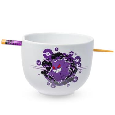 Imagem de Silver Buffalo Pokémon Gengar Pokeballs Tigela de cerâmica Ramen com pauzinhos, 590 ml