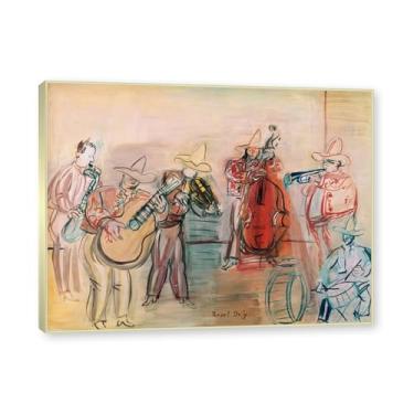 Imagem de NHLDZYH Moldura champanhe. Folhas impressionistas, (jazz mexicano) de Raoul Dufy, reprodução de quadros, quadros de pinturas famosas, imagem murais quartos. 60x80cm