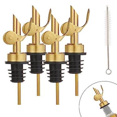 Imagem de Despejador de vinho de aço inoxidável, bico para garrafa de vinho, bico dispensador de azeite de oliva com fecho automático, bico de despejo de vinho para derramar vinagre de vinho líquido de azeite