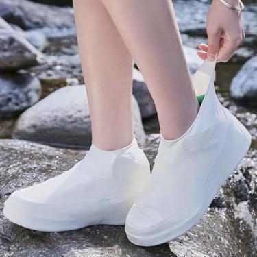 Imagem de 2 pares de botas de chuva de látex para ambientes externos, portáteis, à prova d'água, antiderrapantes e resistentes ao desgaste, Branco G, 7.5-13.5 Wide Women/6-12 Wide Men