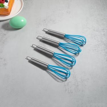 Imagem de Mini batedores de aço inoxidável de gel de sílica de 15 cm, 4 peças, batedeira manual de ovos para farinha, bolo, ovo, cozinha