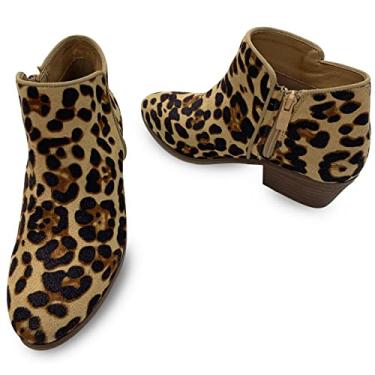 Imagem de Amanda DiLaurie oo Bota feminina de cano baixo, casual, clássica, com zíper lateral, camurça, para mulheres, Leopardo, 8.5