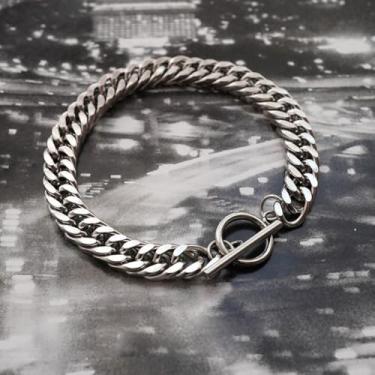 Imagem de Pulseira de elos cubanos prateados para mulheres, pulseiras delicadas modernas, acessórios de joias hip hop, para presente feminino, One Size, Liga de aço, Sem Pedra Preciosa