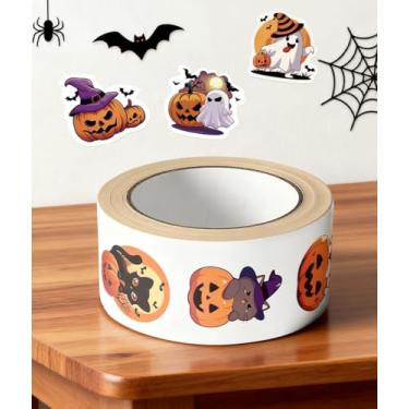 Imagem de 500 adesivos de abóbora de Halloween, adesivos de fantasma a laser fofos à prova d'água autoadesivos para Halloween