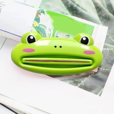 Imagem de Dispensador de espremedor de pasta de dente, espremedor de rolo de pasta de plástico para cremes de limpeza facial, verde