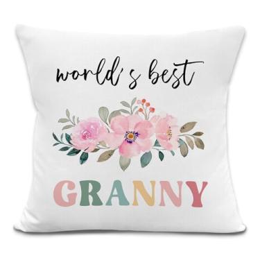 Imagem de laveliabel World's Best Granny Fronhas de almofada 45,7 x 45,7 cm, para vovó, presentes de vovó, fronhas para presente de avó, capa de almofada para casa, sofá, decoração de quarto