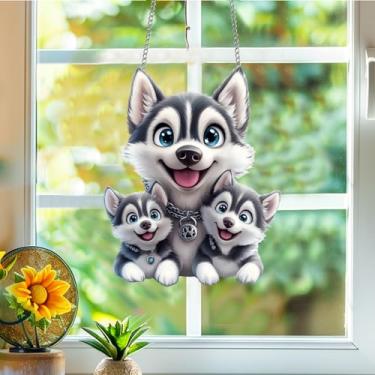 Imagem de Apanhador de sol de acrílico colorido, apanhadores de sol, decoração de janela pendurada com três cães, arte de parede de arco-íris, para sala de estar, quarto, varanda, interior e exterior, jardim