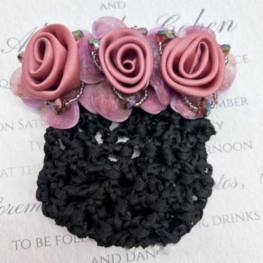 Imagem de Rede de cabelo de flor Snood-Elastic Hair Mesh Acessórios de cabelo floral para coque Updo, festa retrô vintage de casamento