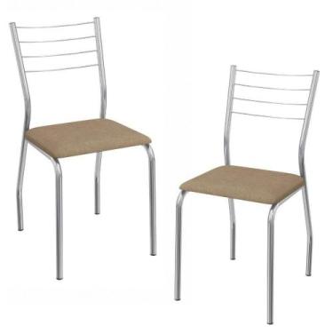 Imagem de Kit 2 Cadeiras Kappesberg Cromada 2C140CR material sintético Capuccino
