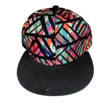 Imagem de Boné Trucker Preto Aba Reto Cottons Estilo Hip Hop Snapback Estampa Colorido