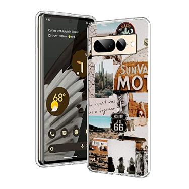 Imagem de Capa compatível com Google Pixel 7 Pro, caubói retrô ocidental caubói country chique colagem estética proteção contra quedas fina à prova de choque capa de TPU presente para homens e mulheres