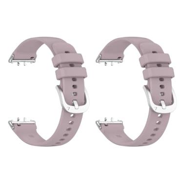 Imagem de Pacote com 2 pulseiras de relógio compatíveis com Samsung Galaxy Fit 3 SM-R390, pulseira esportiva de silicone macio, para mulheres e homens