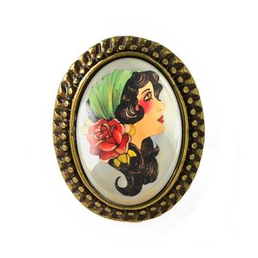 Imagem de Anel cigano - Arte flash de tatuagem vintage, pulseira ajustável de prata ou bronze antigo, bijuteria oval artesanal - 269, Adjustable, Metal, Sem pedra preciosa
