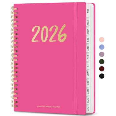 Imagem de Agenda 2026 – Agenda semanal e mensal, janeiro de 2026 a dezembro de 2026, encadernado em espiral, agenda 2026, bolso interno, perfeito para escritório, casa, material escolar – A5 (16 cm x 21,6 cm