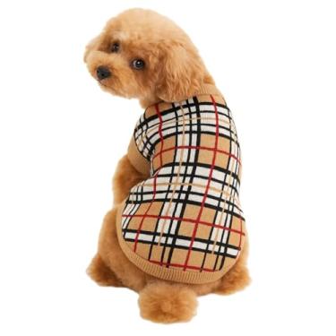 Imagem de Everything Chic Roupas de designer para cães, camisola, roupa pequena, PP, xícara de chá, cachorros, buldogue francês, dachshund, chihuahua, gatos, maltês, menino, menina (PP, xadrez)