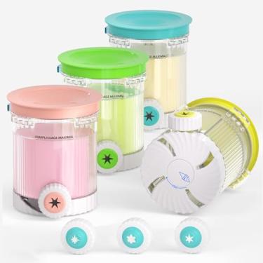 Imagem de Mbetter Pacote com 4 frascos e tampas Ninja Creami Swirl compatíveis com as séries Ninja NC700, NC701, NC701C, recipientes de creme para sorvete e máquina de servir macio, livre de BPA, lavável na