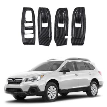 Imagem de K LAKEY Adesivo de acabamento interno para Subaru Outback 2021-2024, capa de interruptor de elevação de janela, ajuste personalizado original, resistente a arranhões, capa de acabamento de fibra de