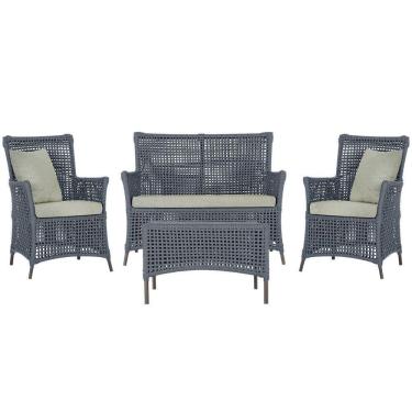 Imagem de Jogo Sofá 2 Poltronas E Mesa Igapó Marrom E3 Trama Original Prata