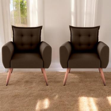 Imagem de Jogo De Poltronas Decorativas Emma Suede Marrom