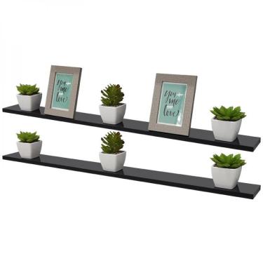 Imagem de Kit 2 Prateleiras 90X20cm Preta com Suporte Invisível