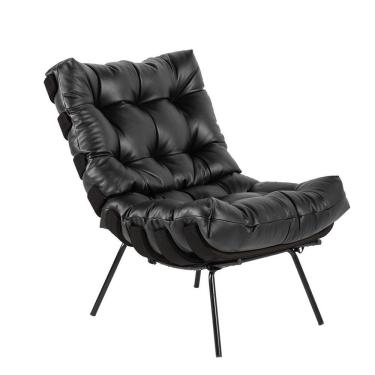 Imagem de Poltrona Sala de estar Costela Base Preta Couro Preto