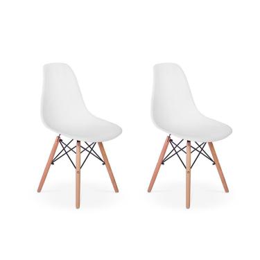 Imagem de Conjunto 2 Cadeiras Charles Eames Eiffel Base Madeira Branca