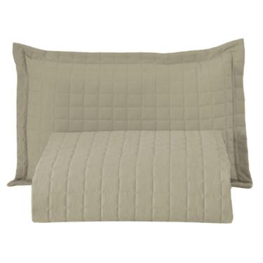 Imagem de Kit Cobre Leito Colcha Monaco Solteiro Dupla Face 2 Peças Cáqui 100% Poliéster