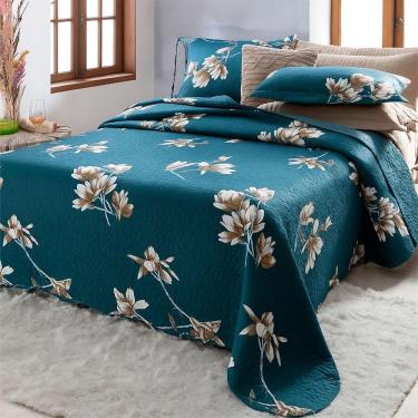 Imagem de Kit Cobre Leito Colcha Queen Boutik Dupla Face - Estampa 60 - 100% Poliéster