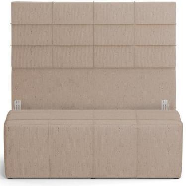 Imagem de Kit Cabeceira Cama Box Casal 140cm Com Calçadeira Roma W01 Linho Bege 