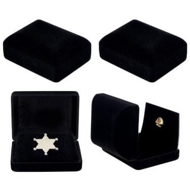 Imagem de PH PandaHall Caixa de exibição de broche de veludo, caixa de exibição de crachá preto, caixa de exibição de joias, alfinete de lapela, caixa de presente para armazenamento de crachá para coleção de