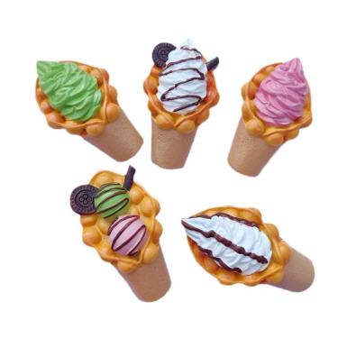 Imagem de Conjunto de ímãs de geladeira, 5 casquinhas de sorvete de waffle de ovo em resina 3D